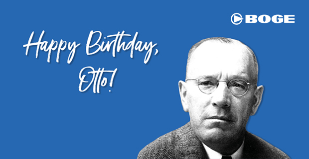 Otto Boge Geburtstagsgruß vor blauem Hintergrund